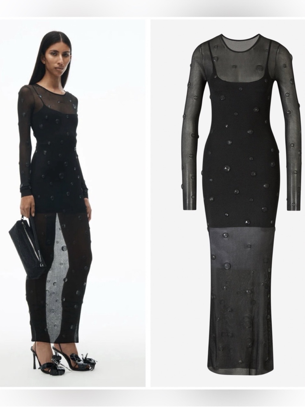 NWT Alexander Wang Engineered Trapped Gem Dress in Sheer-jersey M